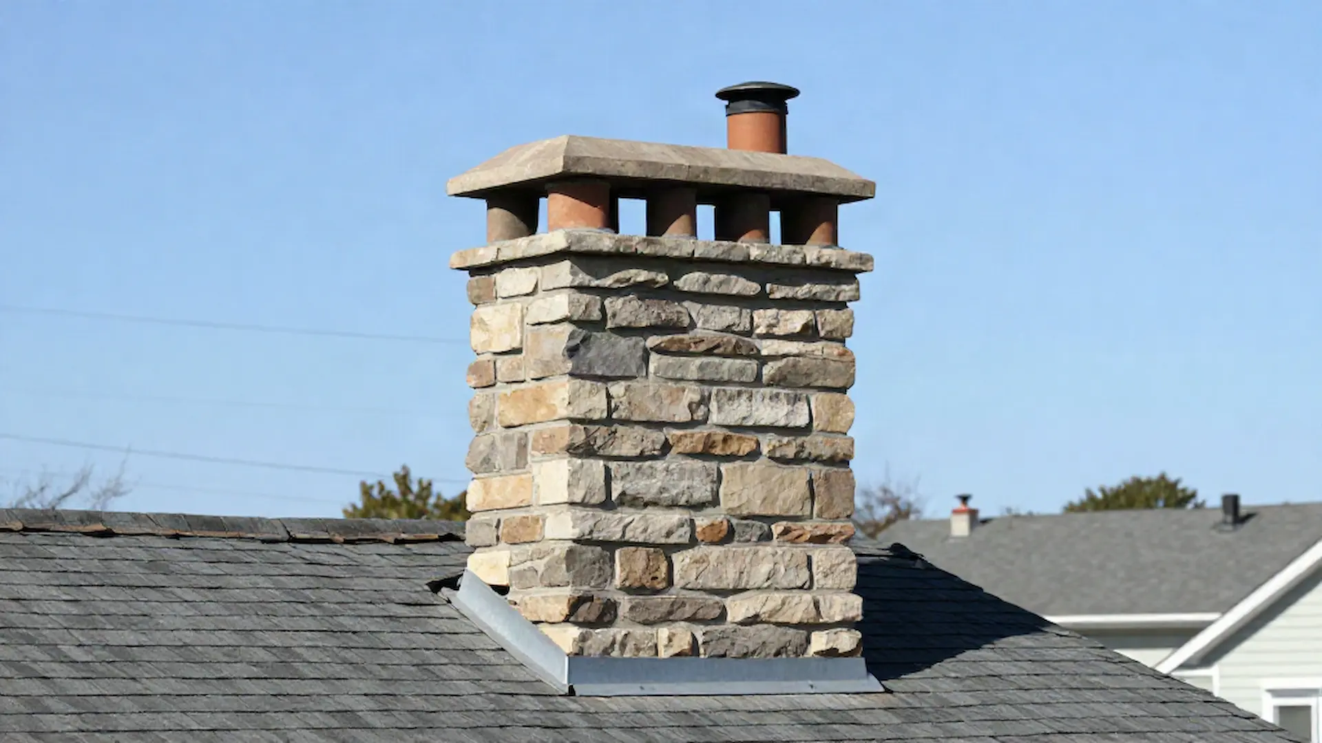 Brick chimney on a home served by Uncle Reggie's Chimney Services in Middletown, CT